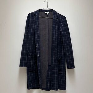 Anthropologie harlyn Navy Plaid Kong Jacket size XS